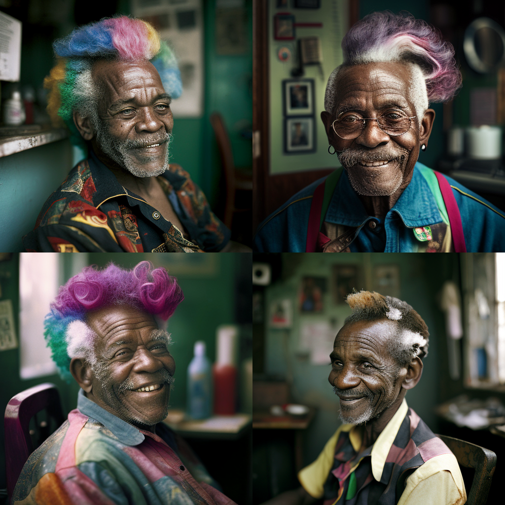 West African men with crazy hair