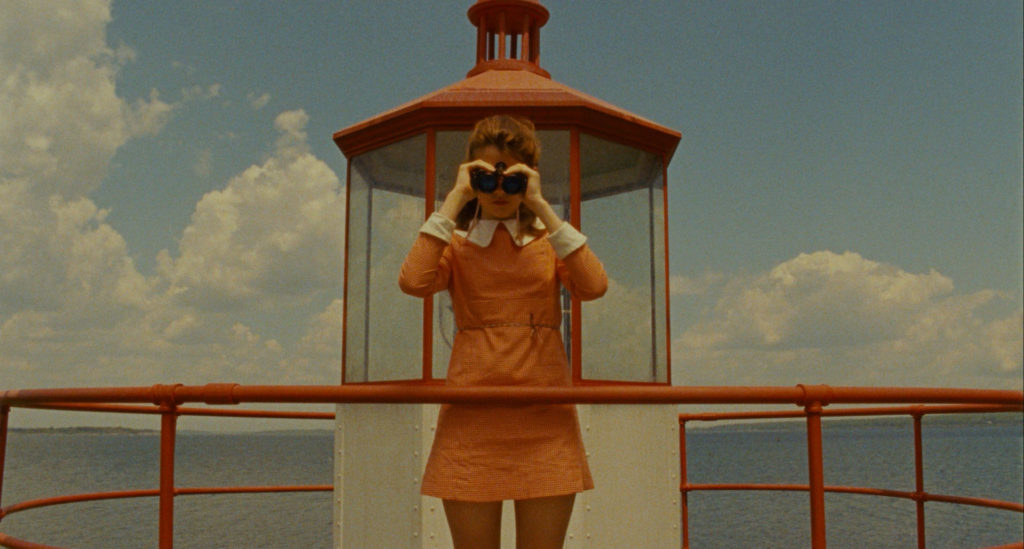 Orange, grey, and blue dominate this still from Wes Anderson's Moonrise Kingdom. Color Palettes.